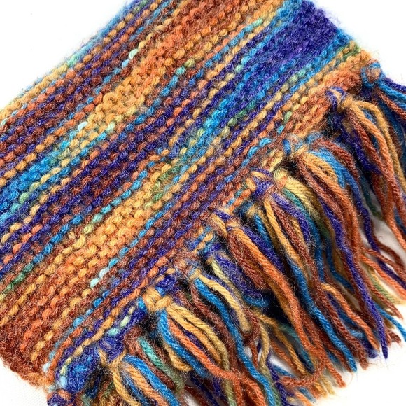 Vintage ombre rainbow hand made crochet scarf - Picture 9 of 13